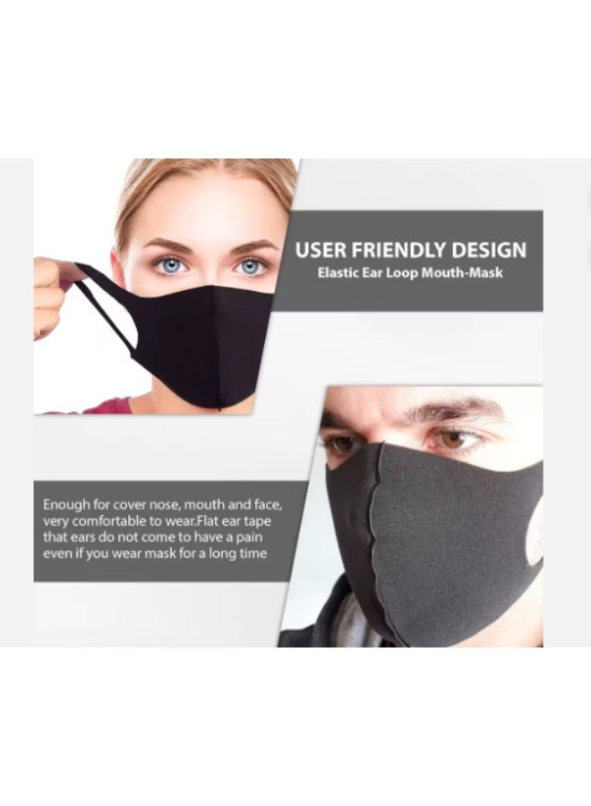Reusable Washable Unisex Face Mask  Covers With Elastic Ear Loop Cover Full Face  Anti-Dust 3D  Soft Elastic  Black Mask for Adult 3pcs - Image 3